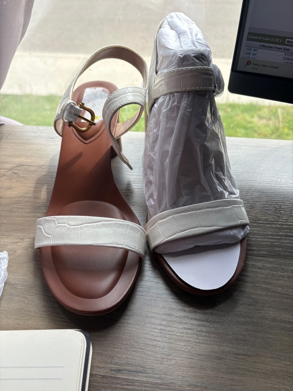 Giani Bernini White Croc-Embossed Ankle Strap Sandals